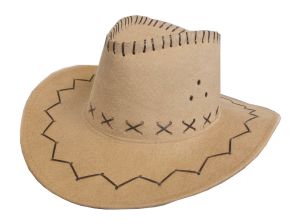 COWBOY HOED LICHT BRUIN/WIT