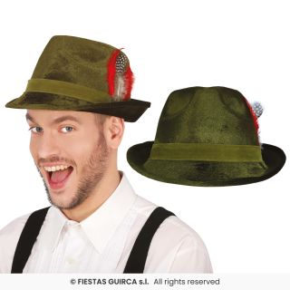 TIROL HOED GROEN MET PLUIMEN