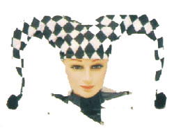 CLOWN JOKER ZWART/WIT HOED-COL EC