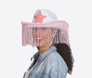 COWBOY HOED ROSE/WIT FLANEEL