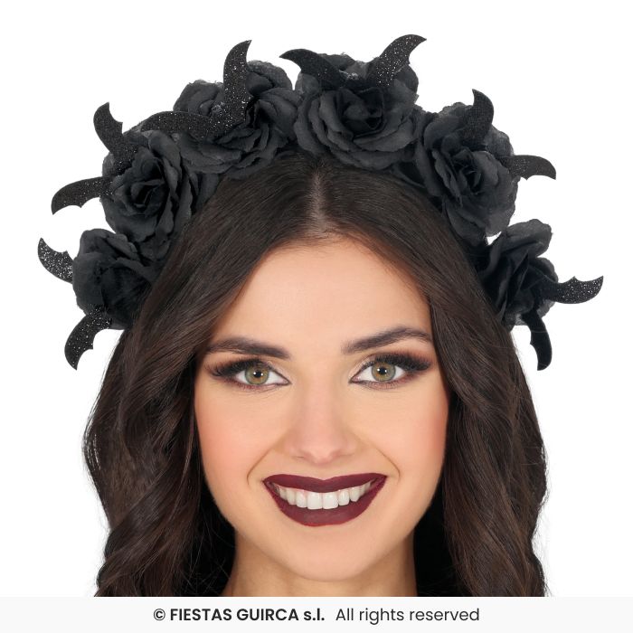 DIADEEM MET BLOEMEN EN VLEERMUIZEN