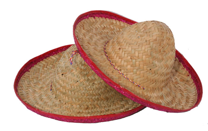 SOMBRERO NATUREL-BOORD ROOD 50CM