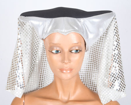 MIDDELEEUWSE DAMES HOED ZILVER