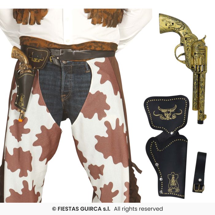 GOLD COWBOY RIEM MET PISTOOL