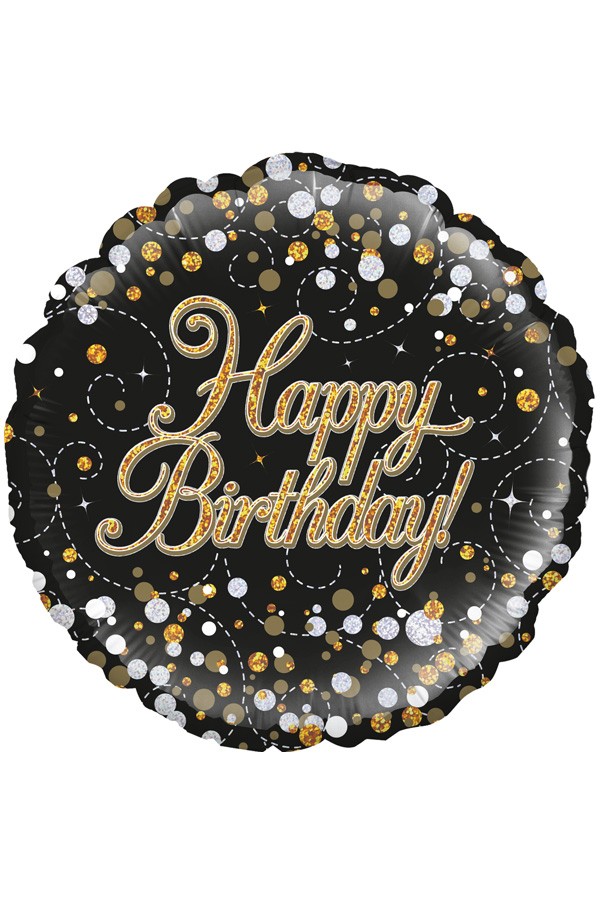 FOLIE BALLON HAPPY BIRTHDAY ZWART GOUD
