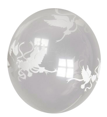 BALLON 90CM TRANSP MET DUIVEN H