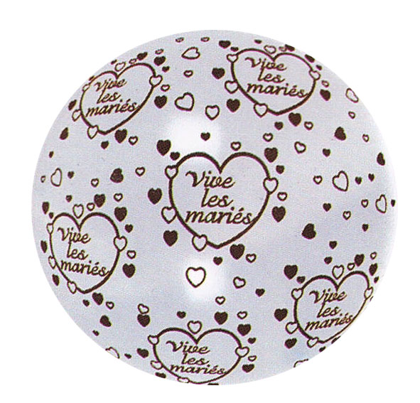 BALLON 90CM VIVE LES MARIES BLANC HELIUM