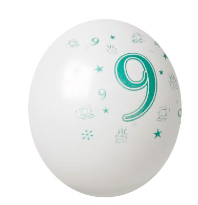 CIJFERBALLON NR9 30CM 8ST