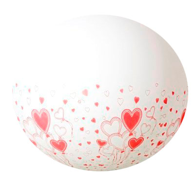 BALLON 90CM WIT MET RODE HARTEN