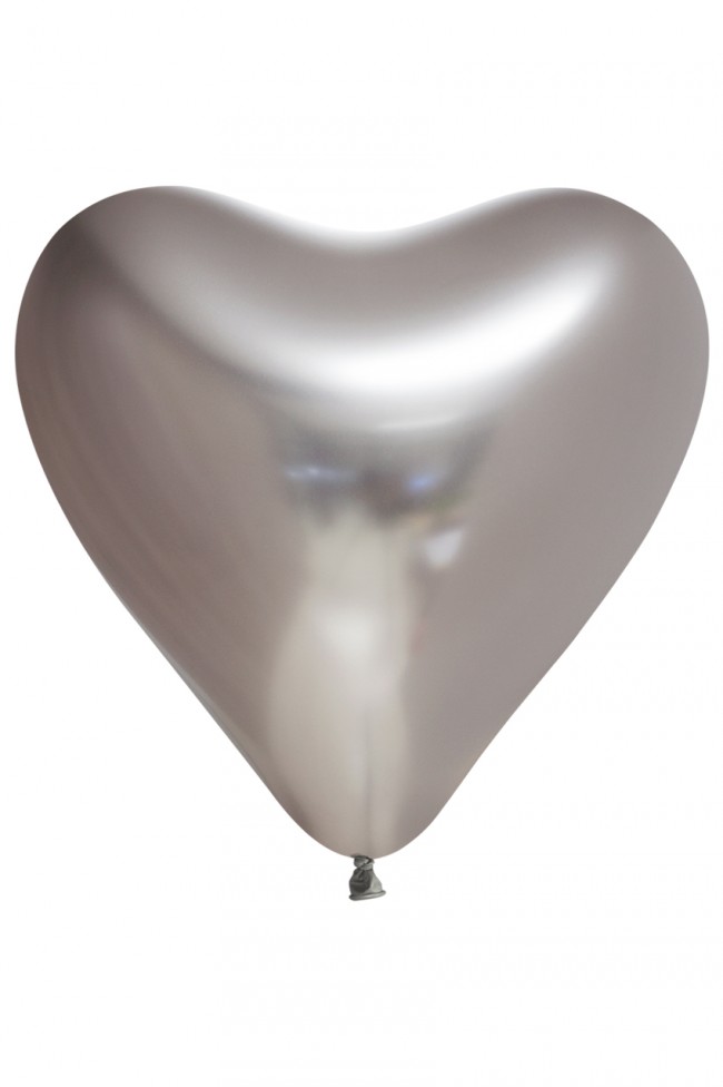 BALLON HART CHROME ZILVER 6 STUKS