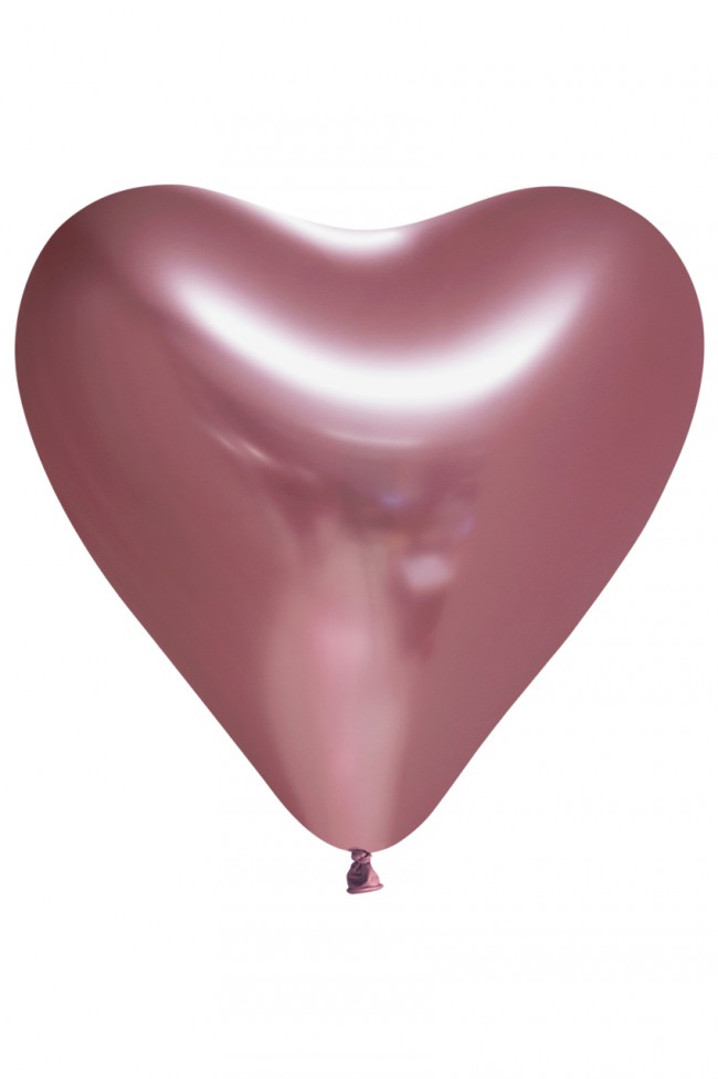 BALLON HART CHROME ROSE 6 STUKS