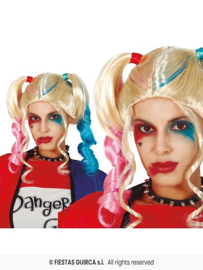 PRUIK STAART BLAUW -ROZE