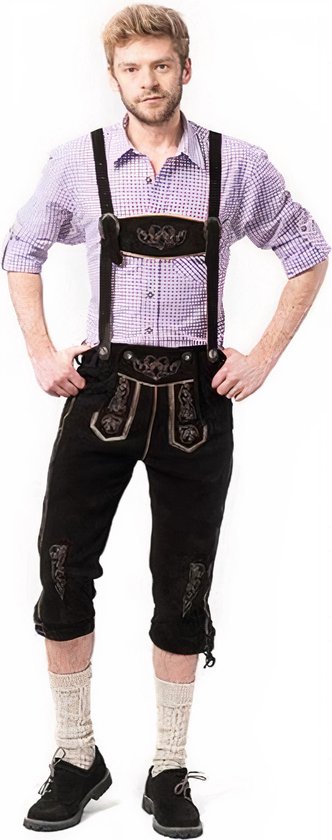 LEDERHOSEN ZWART LANG