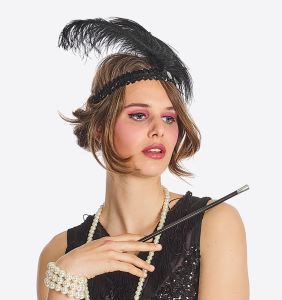 HOOFBAND CHARLESTON ZWART PLUIM