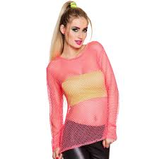 FISHNET SHIRT KORT OF LANG NEON PINK