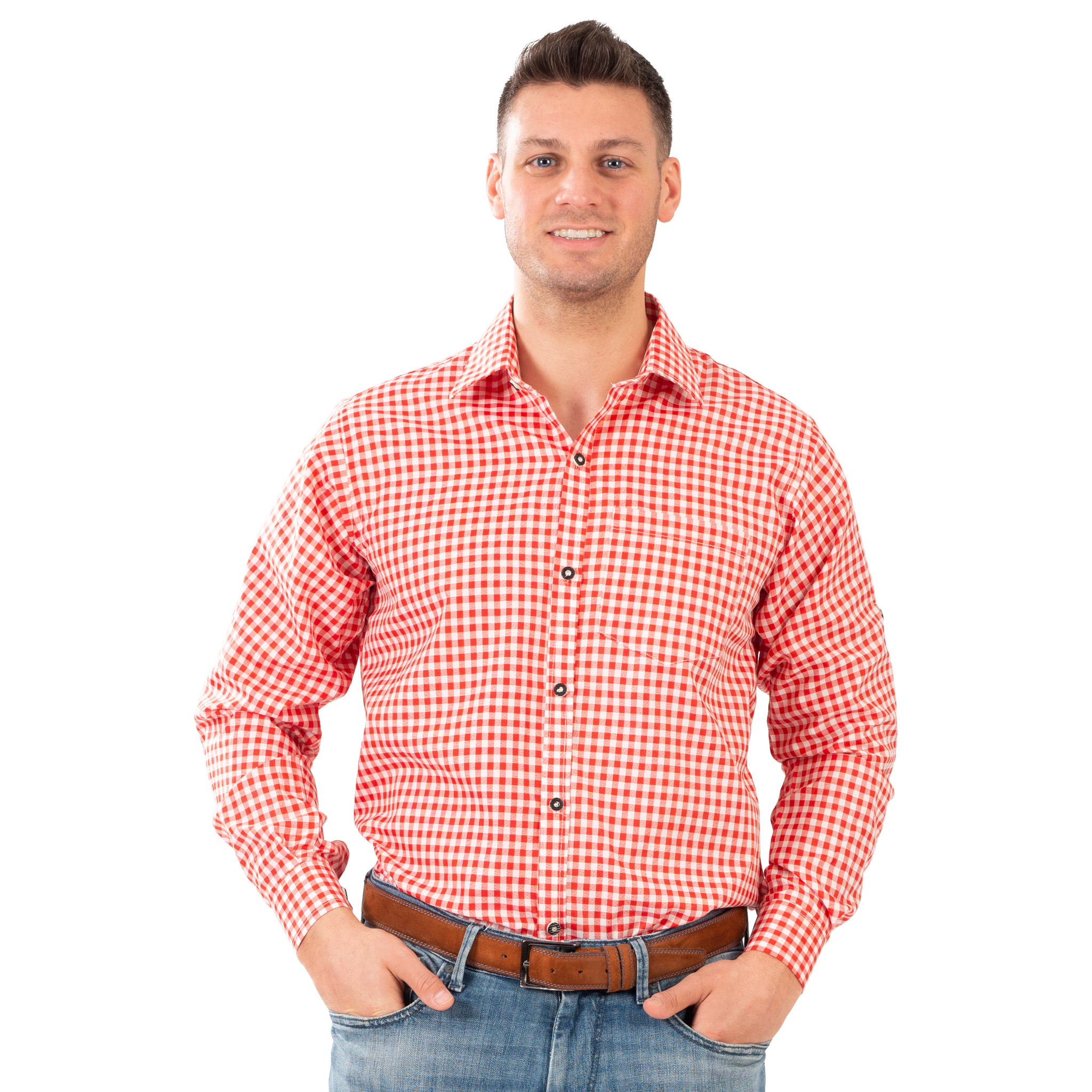 GERUIT HEMD ROOD WIT 52-54T