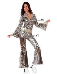 DISCO VROUW ZILVER  XL