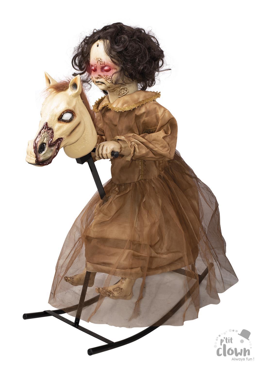 HOBBELPAARD MET GEANIMEERD MEISJE 1M