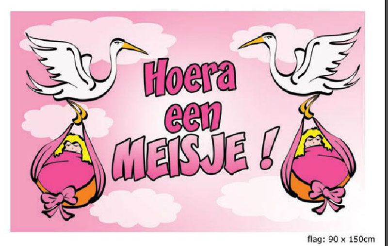 VLAG HOERA EEN MEISJE 90*150CM