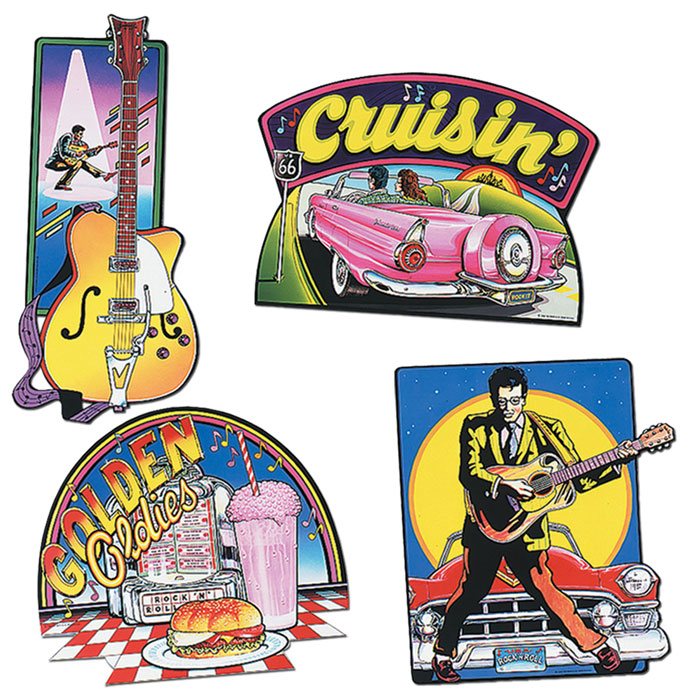 DISCO ROCK &amp; ROLL CUTOUTS 4ST