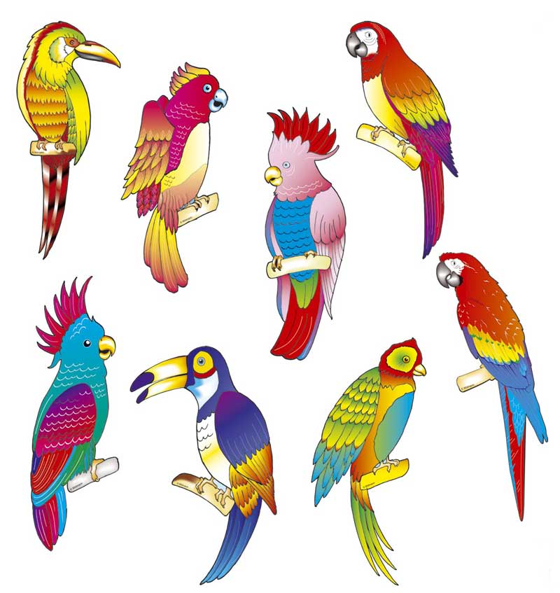 HAWAI PAPEGAAI SET 8ST