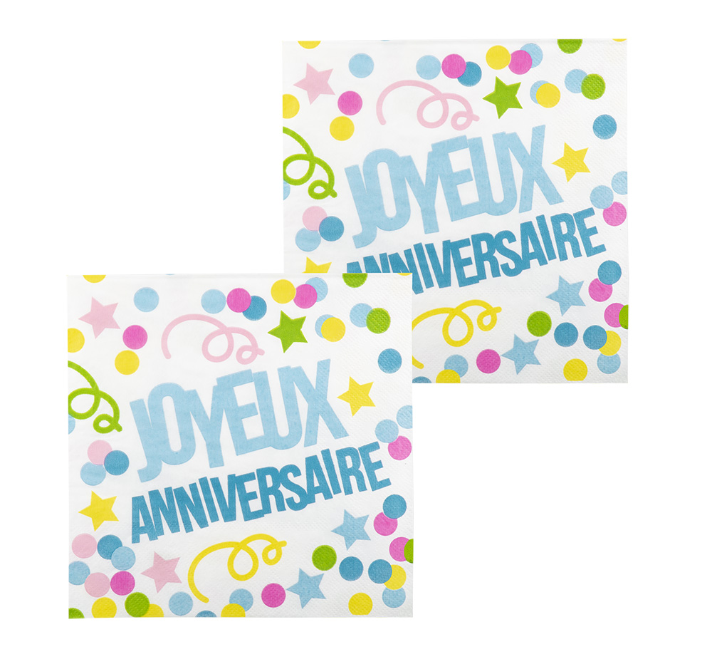 JOYEUX ANNIVERSAIRE SERVIET 12PC