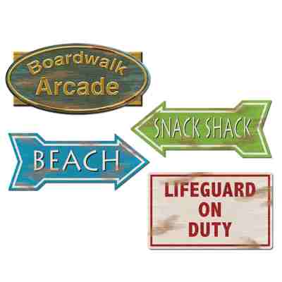 HAWAI STRAND SIGNS CUTOUTS 4ST 36CM