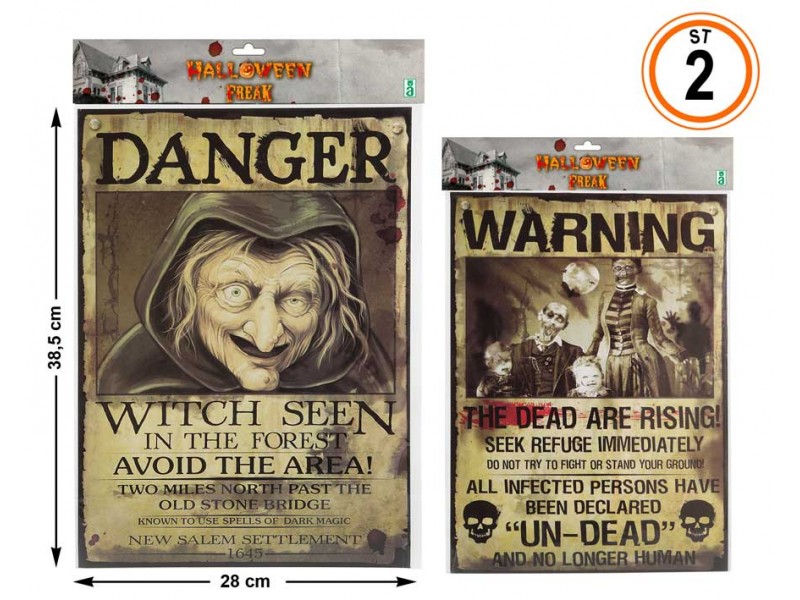 DECO HORROR 28*38.5CM ASS